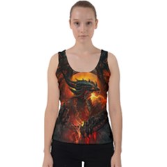 Dragon Art Fire Digital Fantasy Velvet Tank Top by Bedest