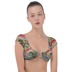 Fish Underwater Cubism Mosaic Cap Sleeve Ring Bikini Top by Bedest