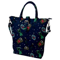 Monster Alien Pattern Seamless Background Buckle Top Tote Bag by pakminggu