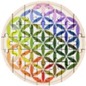 Mandala Rainbow Colorful Wooden Puzzle Round View1