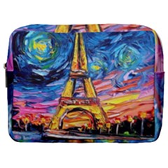 Eiffel Tower Starry Night Print Van Gogh Make Up Pouch (large) by Sarkoni