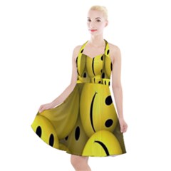 Emoji, Colour, Faces, Smile, Wallpaper Halter Party Swing Dress  by nateshop