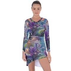 Abstract Blossoms  Asymmetric Cut-out Shift Dress by Internationalstore