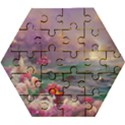 Abstract Flowers  Wooden Puzzle Hexagon View1
