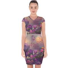 Floral Blossoms  Capsleeve Drawstring Dress  by Internationalstore
