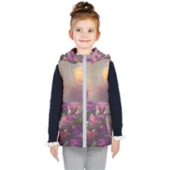 Floral Blossoms  Kids  Hooded Puffer Vest by Internationalstore