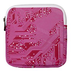 Pink Circuit Pattern Mini Square Pouch by Ket1n9