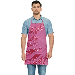 Pink Circuit Pattern Kitchen Apron by Ket1n9