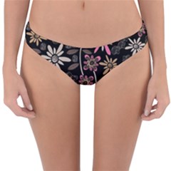 Flower Art Pattern Reversible Hipster Bikini Bottoms by Ket1n9
