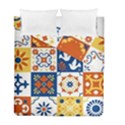 Mexican-talavera-pattern-ceramic-tiles-with-flower-leaves-bird-ornaments-traditional-majolica-style- Duvet Cover Double Side (Full/ Double Size) View1