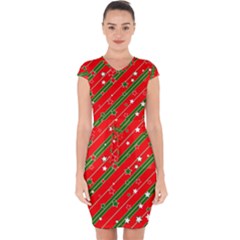 Christmas-paper-star-texture     - Capsleeve Drawstring Dress  by Grandong