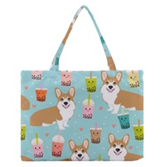 Welsh Corgi Boba Tea Bubble Cute Kawaii Dog Breed Zipper Medium Tote Bag by Grandong