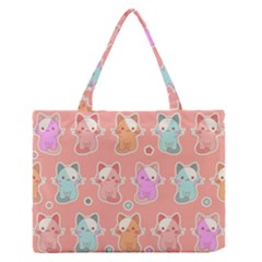Cute Kawaii Kittens Seamless Pattern Zipper Medium Tote Bag by Grandong