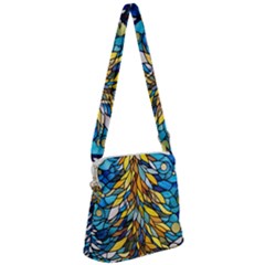 Stained Glass Winter Zipper Messenger Bag by Vaneshop