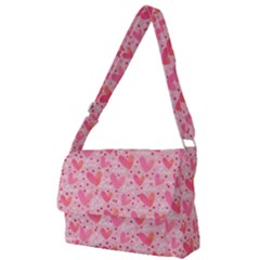 Valentine Romantic Love Watercolor Pink Pattern Texture Full Print Messenger Bag (l) by Vaneshop