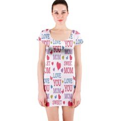 Love Mom Happy Mothers Day I Love Mom Graphic Short Sleeve Bodycon Dress by Vaneshop