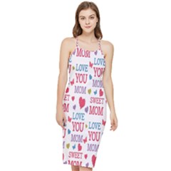 Love Mom Happy Mothers Day I Love Mom Graphic Bodycon Cross Back Summer Dress by Vaneshop