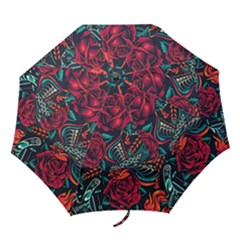 Vintage Flash Tattoos Designs Seamless Pattern Folding Umbrellas by Amaryn4rt