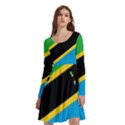 Flag Of Tanzania Long Sleeve Knee Length Skater Dress With Pockets View3