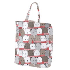 Cute Adorable Bear Merry Christmas Happy New Year Cartoon Doodle Seamless Pattern Giant Grocery Tote by Amaryn4rt