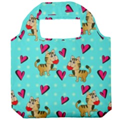 Cat Love Pattern Foldable Grocery Recycle Bag by Ravend