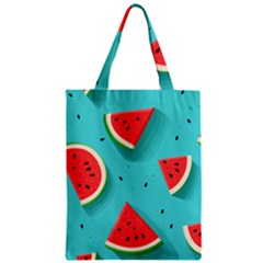Watermelon Fruit Slice Zipper Classic Tote Bag by Ravend