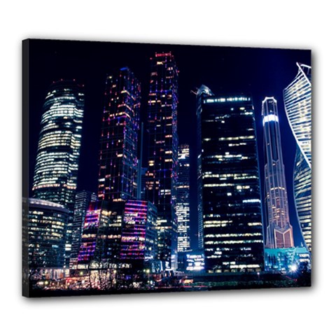 Black Building Lighted Under Clear Sky Canvas 24  X 20  (stretched) by Modalart