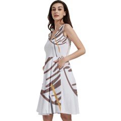 Abstract Hand Vine Lines Drawing Sleeveless V-neck Skater Dress With Pockets by Ndabl3x