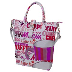 Coffee Cup Lettering Coffee Cup Buckle Top Tote Bag by Amaryn4rt