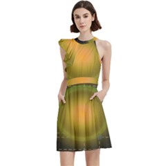 Technology System Cocktail Party Halter Sleeveless Dress With Pockets by Modalart