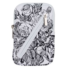 Roses Bouquet Flowers Sketch Belt Pouch Bag (small) by Modalart