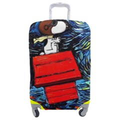 Dog Flying House Cartoon Starry Night Vincent Van Gogh Parody Luggage Cover (medium) by Modalart