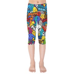 Graffiti Characters Seamless Pattern Kids  Capri Leggings  by Bedest