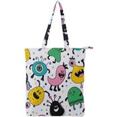 Funny Monster Pattern Double Zip Up Tote Bag by Pakjumat