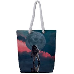 Astronaut Moon Space Nasa Planet Full Print Rope Handle Tote (small) by Maspions