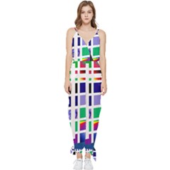 Color Graffiti Pattern Geometric Sleeveless Tie Ankle Chiffon Jumpsuit by Hannah976