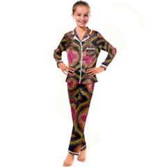 Kaleidoscope Art Pattern Ornament Kids  Satin Long Sleeve Pajamas Set by Hannah976