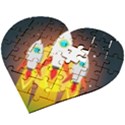 Rocket Take Off Missiles Cosmos Wooden Puzzle Heart View2