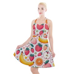 Fruit Sweet Pattern Halter Party Swing Dress  by Ravend