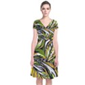 Foliage Pattern Texture Background Short Sleeve Front Wrap Dress View1