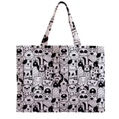 Seamless Pattern With Black White Doodle Dogs Zipper Mini Tote Bag by Grandong