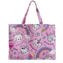 Beautiful Cute Animals Pattern Pink Zipper Mini Tote Bag View2