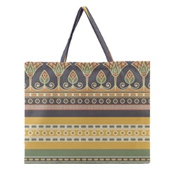 Seamless Pattern Egyptian Ornament With Lotus Flower Zipper Large Tote Bag by Hannah976