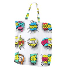 Set Colorful Comic Speech Bubbles Giant Grocery Tote by Hannah976