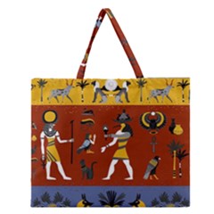 Ancient Egyptian Religion Seamless Pattern Zipper Large Tote Bag by Hannah976