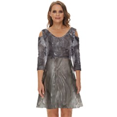 Han Solo In Carbonite Shoulder Cut Out Zip Up Dress by Sarkoni