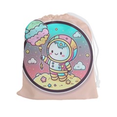 Boy Astronaut Cotton Candy Drawstring Pouch (2xl) by Bedest