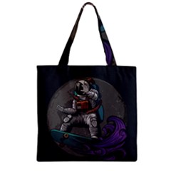 Illustration Astronaut Cosmonaut Paying Skateboard Sport Space With Astronaut Suit Zipper Grocery Tote Bag by Ndabl3x