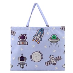 Seamless Pattern With Space Theme Zipper Large Tote Bag by Hannah976