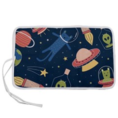 Seamless Pattern With Funny Aliens Cat Galaxy Pen Storage Case (s) by Hannah976
